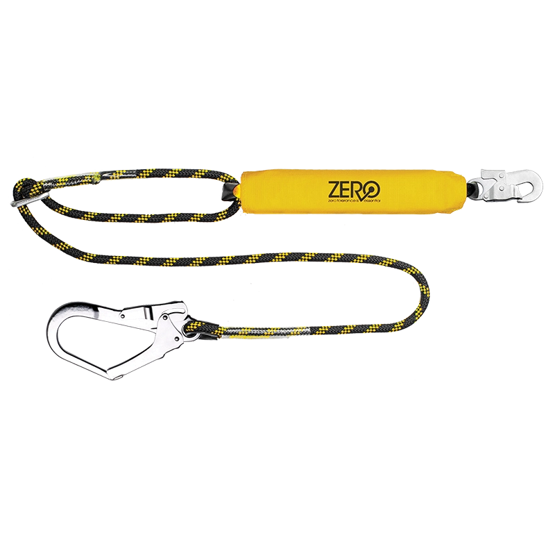 Lassopro Single adjustable rope lanyard with snaphook & scaffold hook Zero